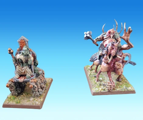 My Converted Chaos Lord Piotr the Traveller and my Sorcerer Lord on Palanquin of Nurgle